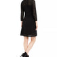 Calvin Klein Women's 3/4 Sleeve Jewel Neck Short Fit Flare Dress Black Size PXS