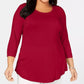 JM Collection Women's Plus Scoopneck Top Wine Size 2X