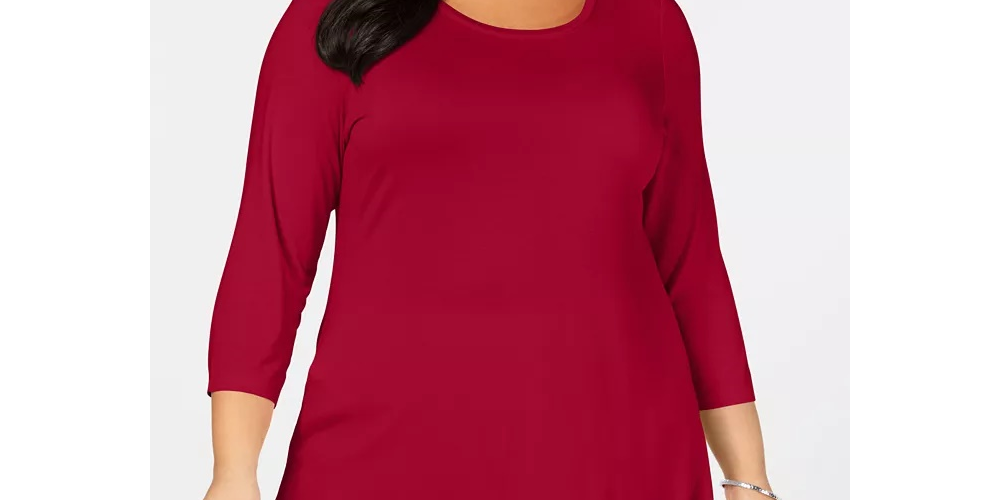 JM Collection Women's Plus Scoopneck Top Wine Size 2X