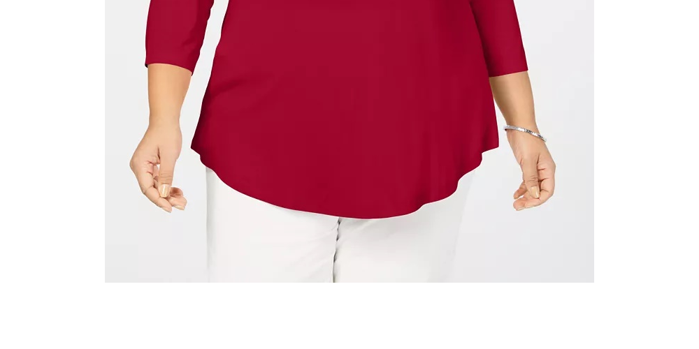 JM Collection Women's Plus Scoopneck Top Wine Size 2X