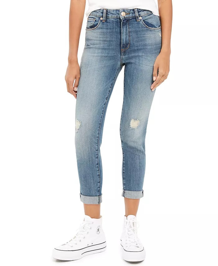 STS Blue Women's Distressed Cropped Straight Leg Jeans Blue Size 27