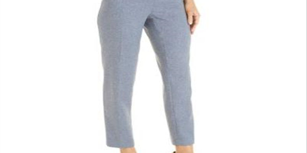 Anne Klein Women's Crop Heather Twill Pants Blue Size 14