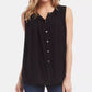 Karen Kane Women's Ruched Sleeveless Button Down Top  Black Size Medium