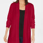 Karen Scott Women's Open Front Cardigan Red Size Petite Small
