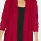 Karen Scott Women's Open Front Cardigan Red Size Petite Small