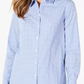 Charter Club Women's Cotton Printed Button Front Top Blue Size 18