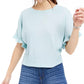Gypsies & Moondust Junior's Ruffle Trimmed Thermal Top Blue Size Small