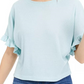 Gypsies & Moondust Junior's Ruffle Trimmed Thermal Top Blue Size Small