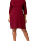 Karen Scott Women's Boat Neck 3/4 Sleeves Shift Dress Wine Size 3X