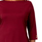 Karen Scott Women's Boat Neck 3/4 Sleeves Shift Dress Wine Size 3X