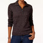Karen Scott Women's Point Collar Marled Sweater Black Size Large