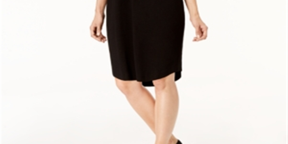 Karen Scott Women's Cotton Collared Shirtdress Black Size Petite M