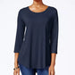 JM Collection Women's Three Quarter Sleeve Top Blue Size Petite Medium