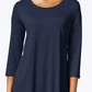JM Collection Women's Three Quarter Sleeve Top Blue Size Petite Medium