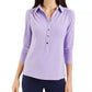 Charter Club Women's Petite 3/4-Sleeve Polo Top Black Size PL