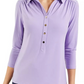 Charter Club Women's Petite 3/4-Sleeve Polo Top Black Size PL