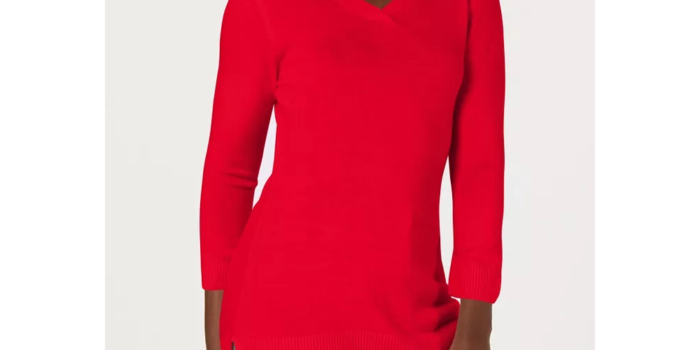 Karen Scott Women's V Neck Sweater Red Size XX-Large