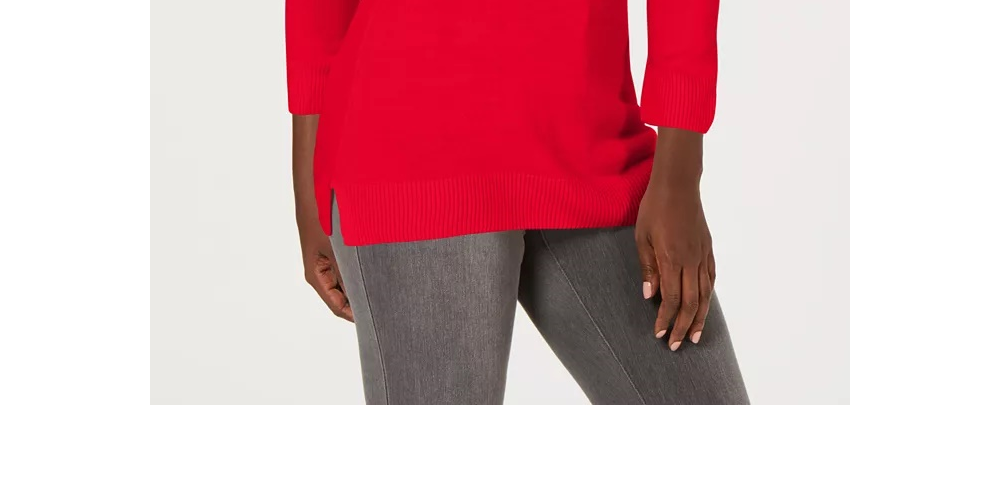 Karen Scott Women's V Neck Sweater Red Size XX-Large