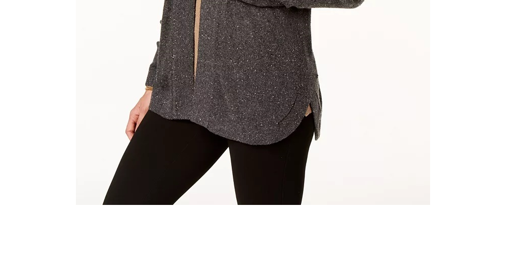 Karen Scott Women's Surplice Neck Ruched Printed Top  Gray Size Small