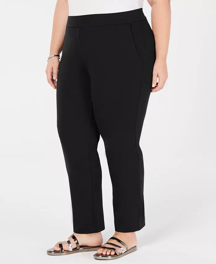 Michael Kors Women's Flat Front Slim Fit Trousers Size  Black Size 3X