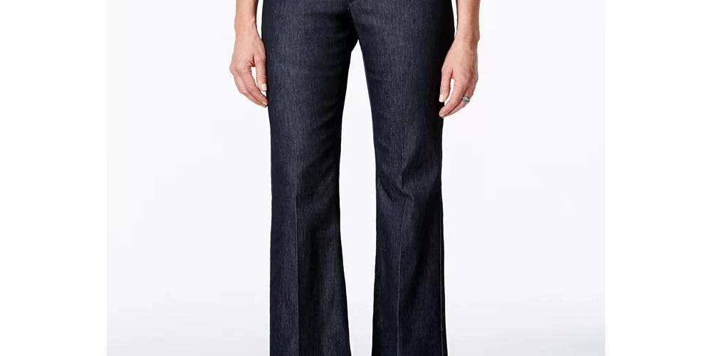 Lee Women's Denim Wash Wide Leg Trousers Black Size 16 Petite