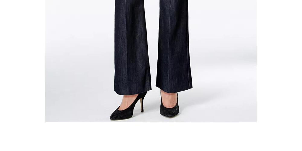 Lee Women's Denim Wash Wide Leg Trousers Black Size 16 Petite