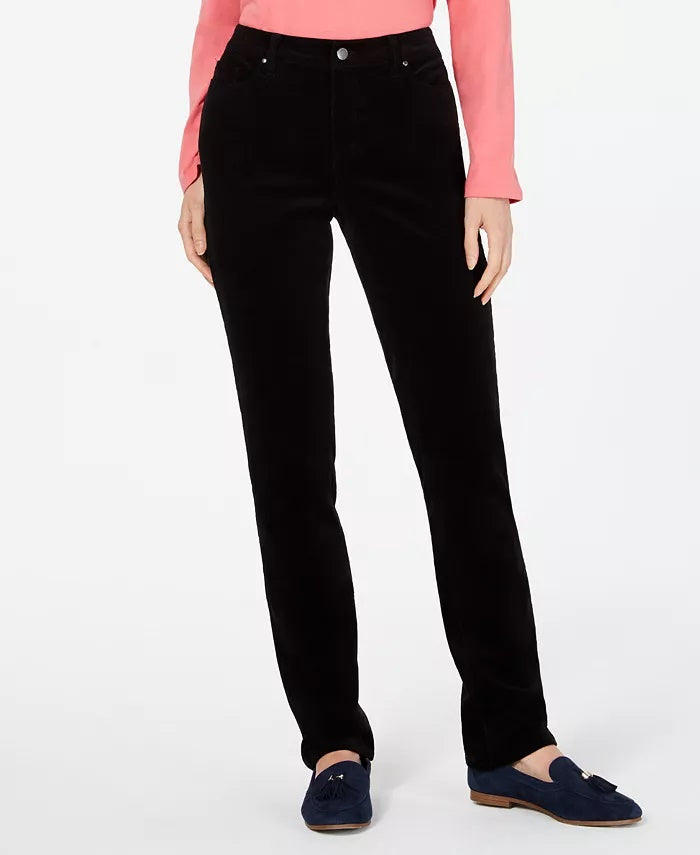 Charter Club Women's Lexington Tummy-Control Corduroy Pants Black Size 24X4.5