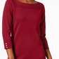 Karen Scott Women's Cotton Button Trim Sweater Pink Size Petite XL