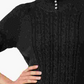 Karen Scott Women's Button Trim Mock Neck Sweater Black Size Small