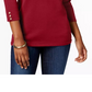 Karen Scott Women's Cotton Button Trim Sweater Red Size Petite Medium