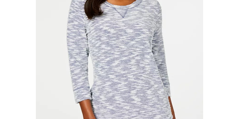 Karen Scott Women's Sport Marled Sweatshirt Gray Size Medium