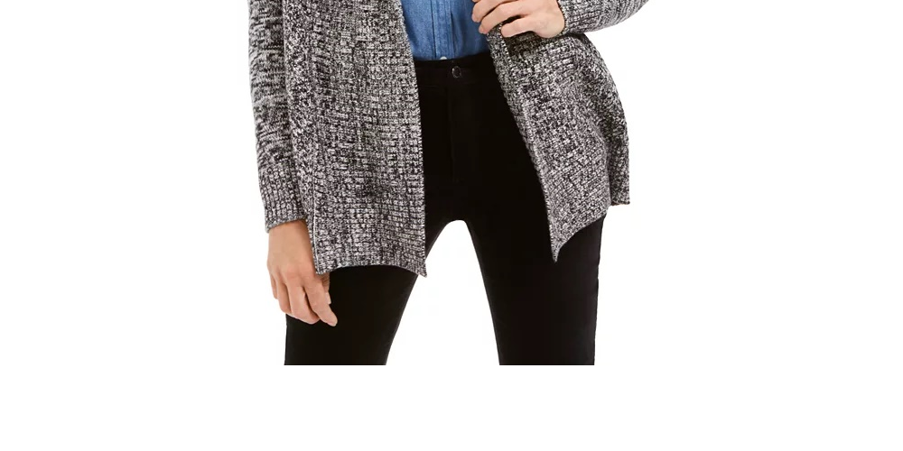 Charter Club Women's Marled Shawl Collar Cardigan Black Size X-Small