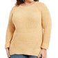 Style & Co Women's Plus Pointelle Trim Sweater Beige Size 1X