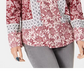 Style & Co Women's Printed Long Sleeve V Neck Top Red Size Petite S