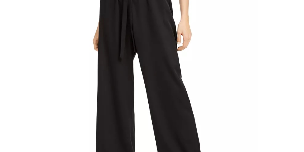 BCX Junior's Wide Leg Paperbag Pants Black Size X-Large