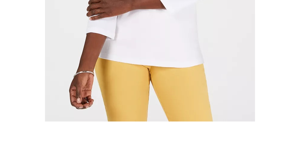 Karen Scott Women's Eyelet V Neck Cotton Top White Size Petite Medium