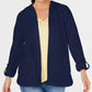 Karen Scott Women's Sport French Terry Open Front Hoodie Blue Size Large