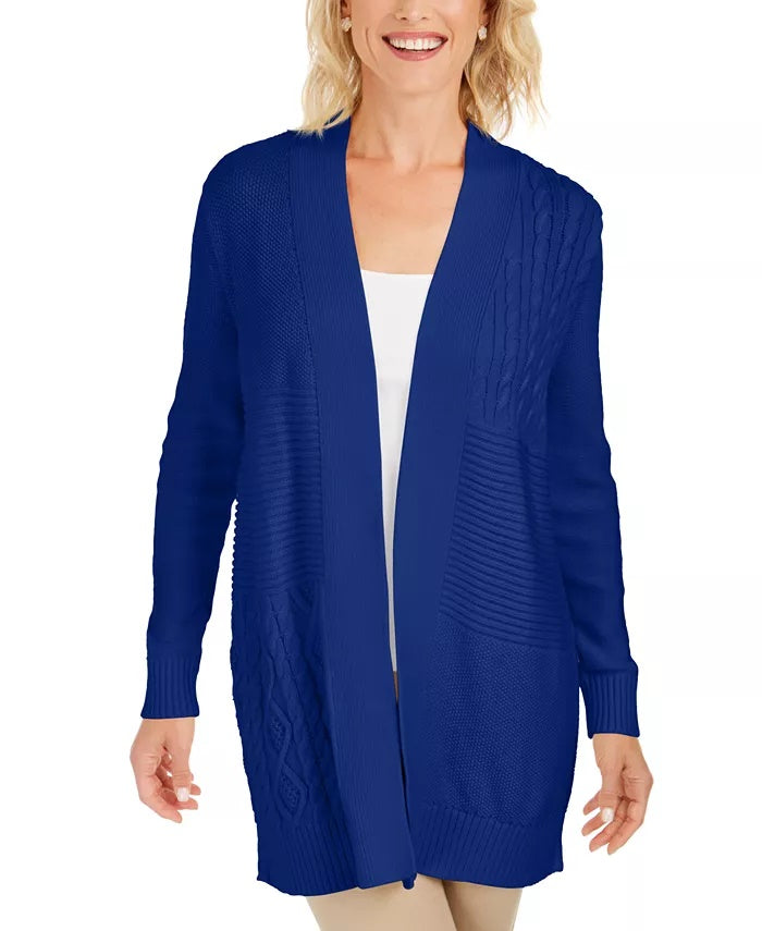 Charter Club Women's Patchwork Cardigan Blue Size XX-Large