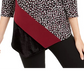 Alfani Women's Colorblocked Asymmetrical Hem Top Black Size Petite XL