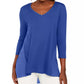 JM Collection Women's Mixed-Media Studs Top Blue Size X-Small