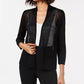 Alfani Women's Petite Mixed-Stitch Open-Front Cardigan Black Size PS