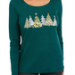 Karen Scott Women's Sparkle Holiday Graphic Shirt Green Size XX-Large