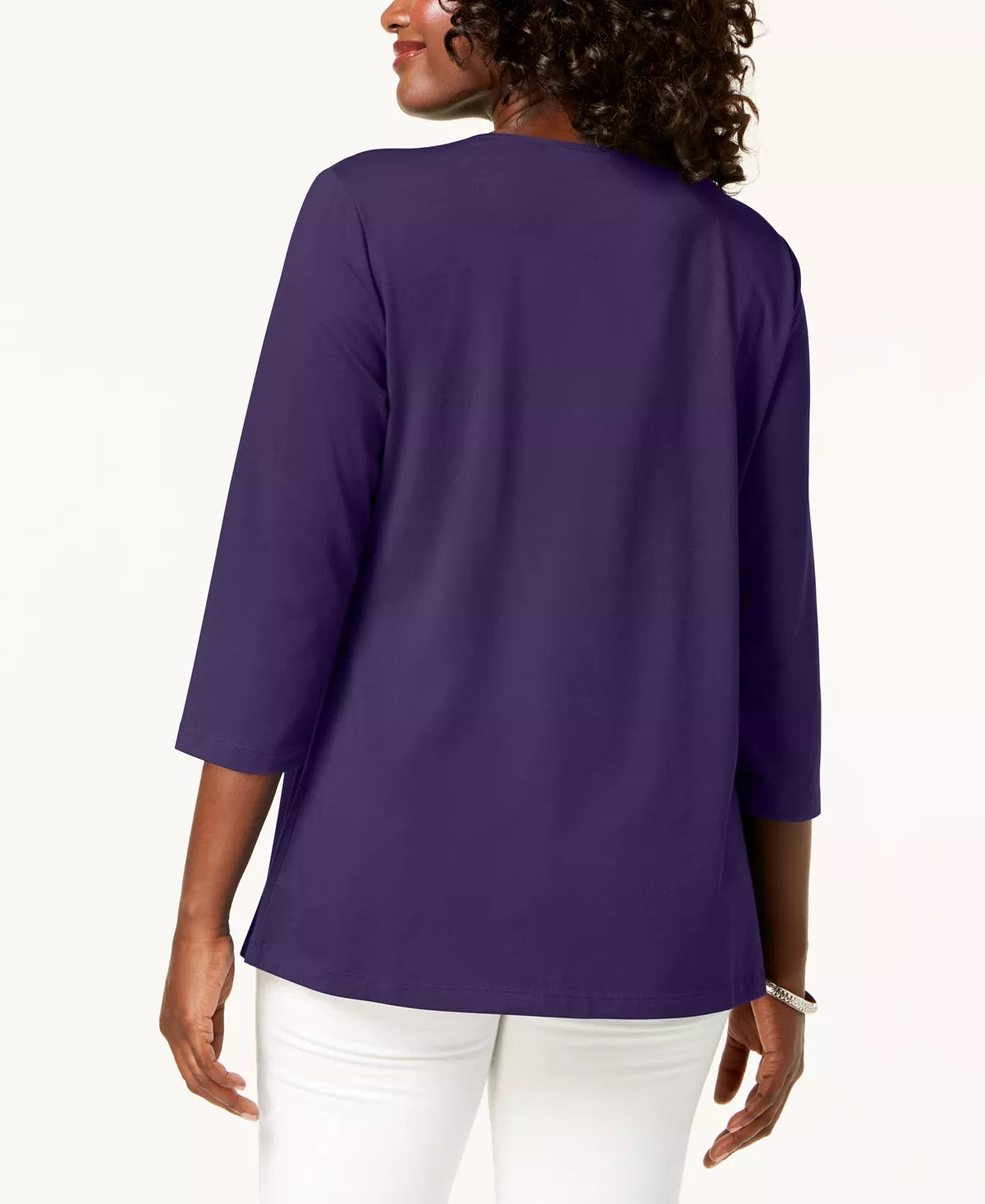 Karen Scott Women's Pieced Athletic T-Shirt Blue Size Small