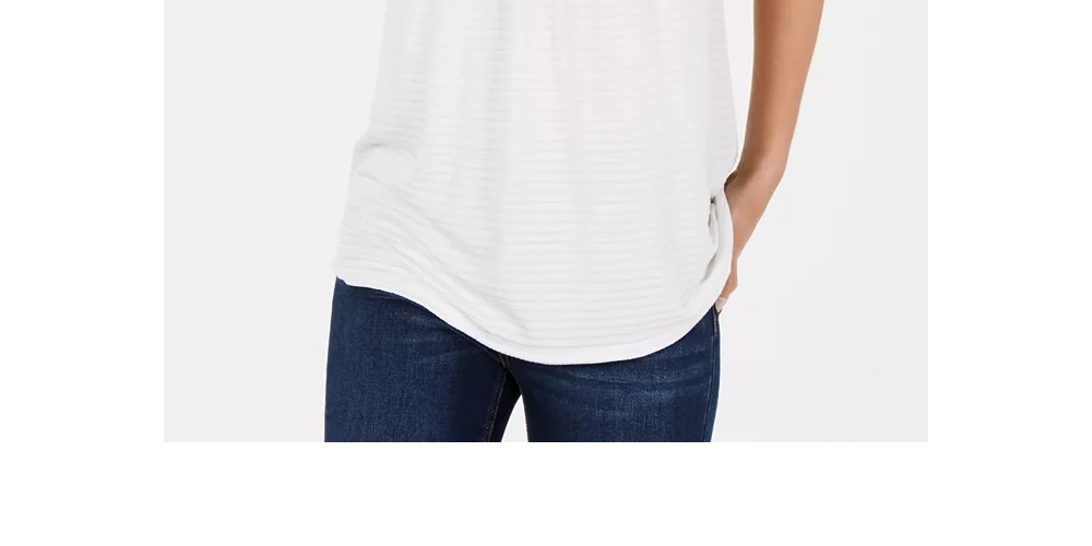 Style & Co Women's Embroidered-Yoke Ruffle-Trim Top White Size Medium