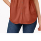 Style & Co Women's Pleated Cuffed-Sleeve Top Darkorange Size X-Small
