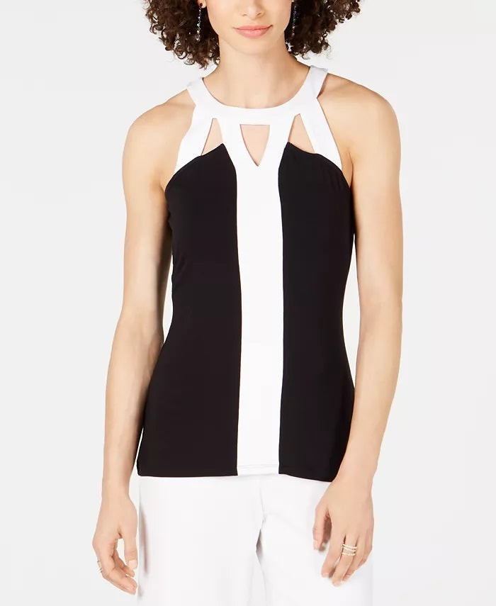 INC International Concepts Women's Petite Colorblocked Tank Top Black Size Petite Small
