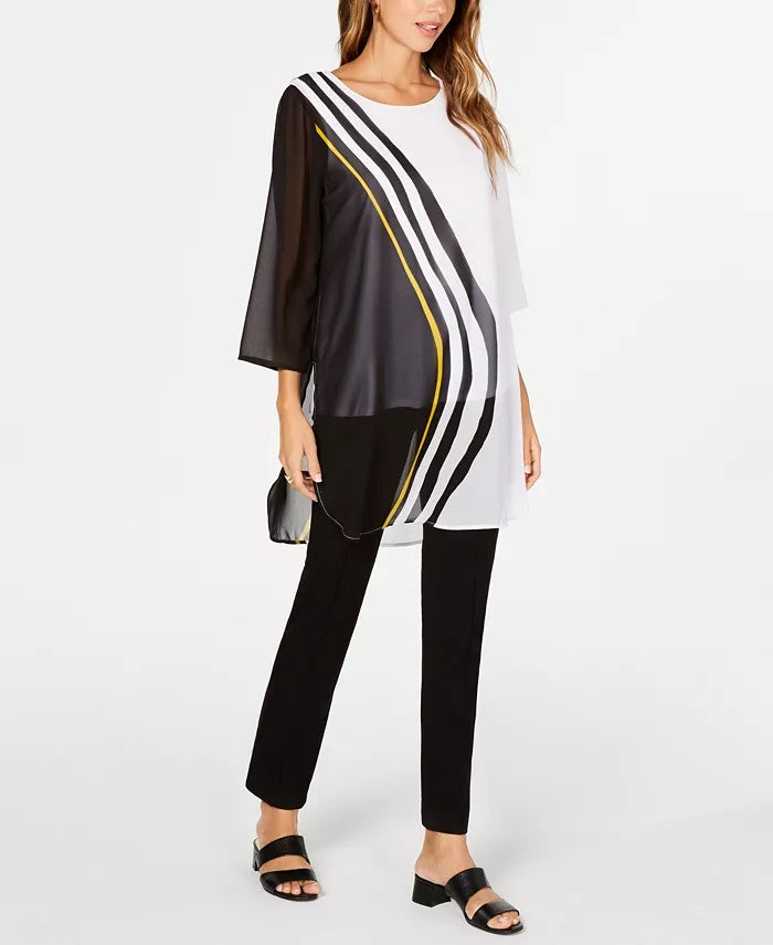 Alfani Women's Petite Printed Tunic Black Size Petite Small