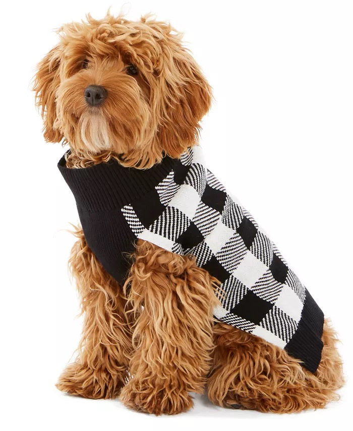 Charter Club Women's Check-Print Dog Family Family Sweater White Size X-Large