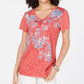 Style & Co Women's Petite Graphic-Print T-Shirt Red Size PM