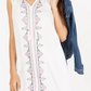 Style & Co Women's Embroidered Tassel Tie Dress White Size Large
